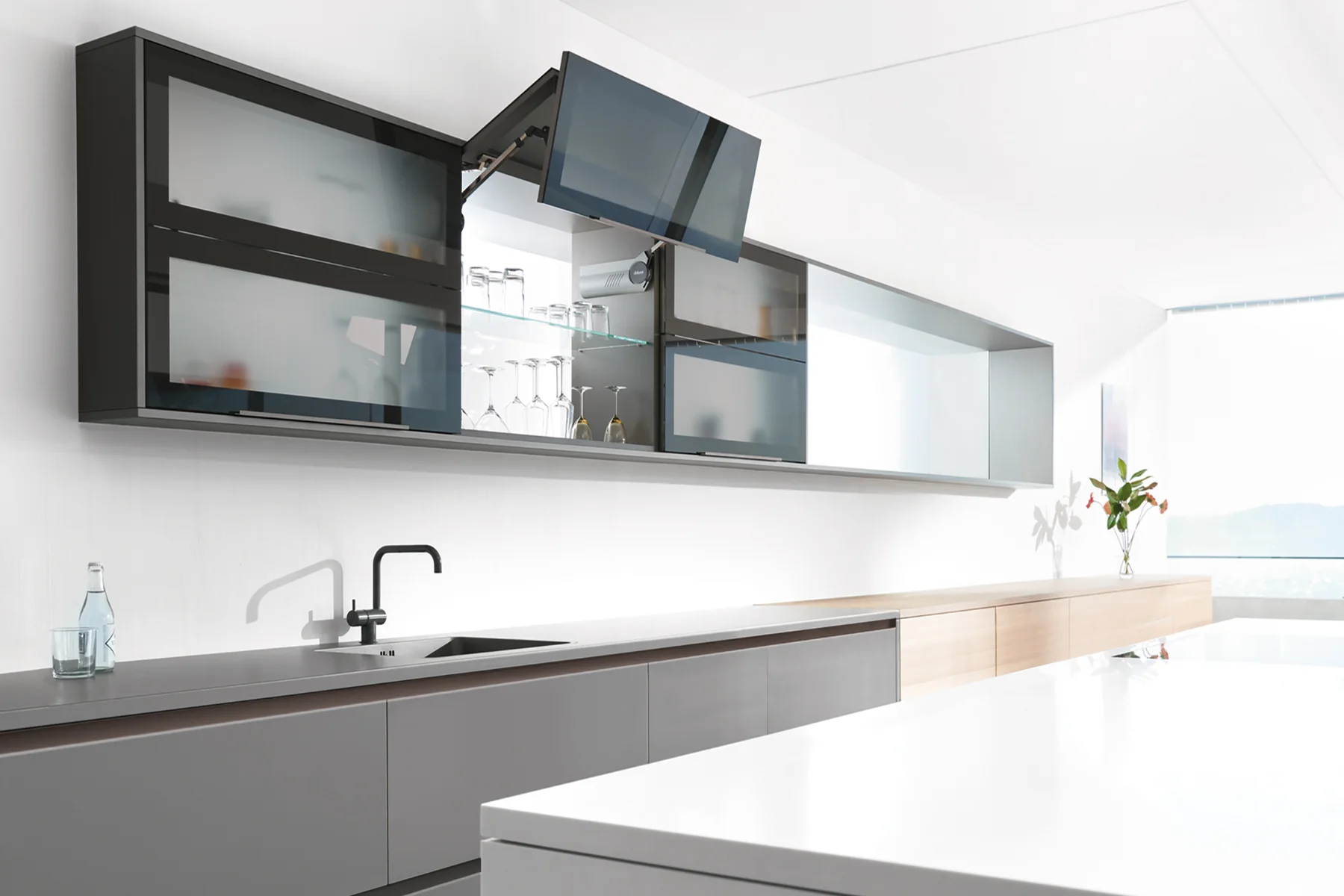 Metal frame and glass doors